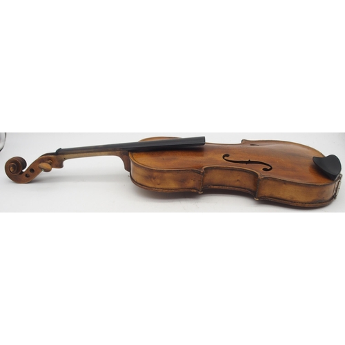 306 - A two piece back violin 35cm 