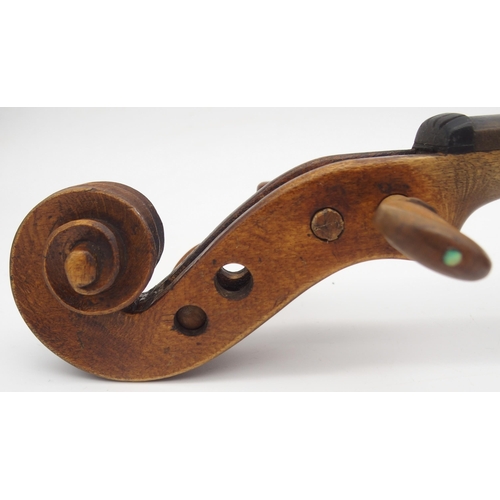 306 - A two piece back violin 35cm 