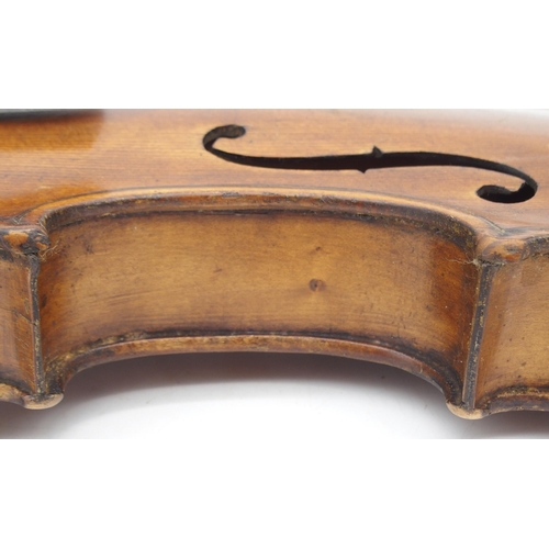 306 - A two piece back violin 35cm 