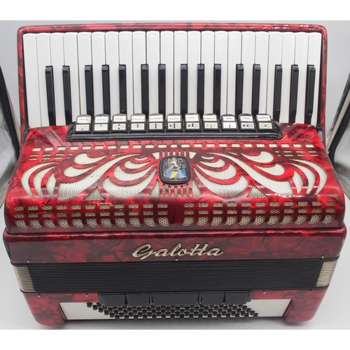 316 - A Galotta IV voice 96 bass 37 key piano accordion in red with a fitted case