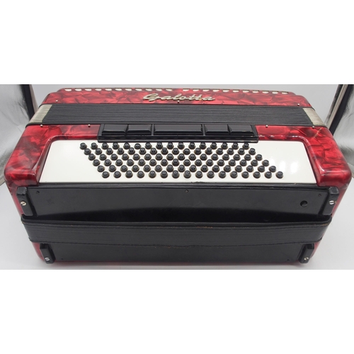 316 - A Galotta IV voice 96 bass 37 key piano accordion in red with a fitted case