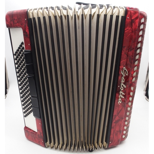 316 - A Galotta IV voice 96 bass 37 key piano accordion in red with a fitted case