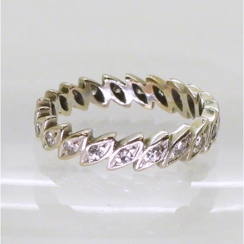 725 - An unusual French 18ct gold, leaf design full eternity ring set with estimated approx 0.40cts of dia... 