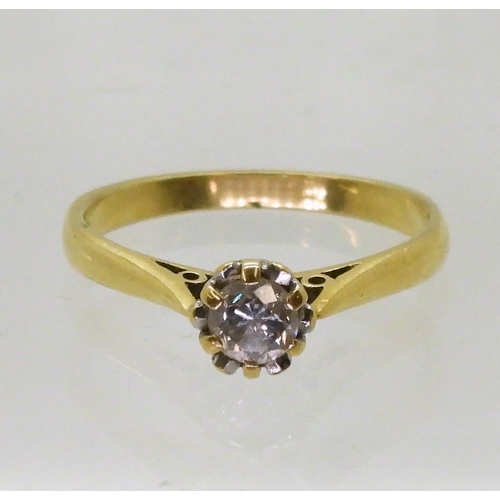 735 - An 18ct gold diamond solitaire of estimated approx 0.25cts, finger size O, weight 2.7gms