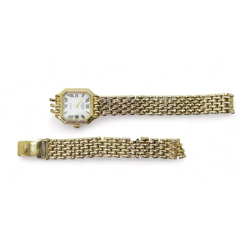 766 - A 9ct gold ladies Rotary watch and strap (strap AF) weight including mechanism 19.9gms