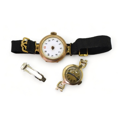 772 - Two 9ct gold cased ladies vintage watches, weight together with straps and mechanisms 21.9gms