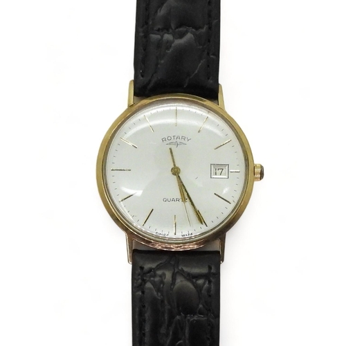 788 - A 9ct gold Rotary quartz watch, weight including mechanism and strap 27.8gms