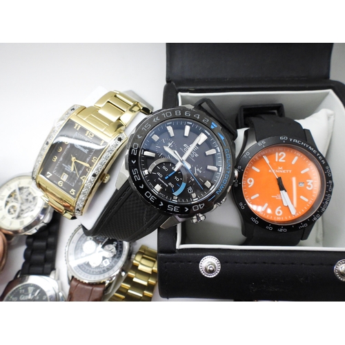 803 - A large collection of fashion watches to include Seiko Chronograph, Nubeo, Sekonda, further Seikos e... 