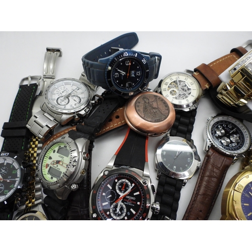 803 - A large collection of fashion watches to include Seiko Chronograph, Nubeo, Sekonda, further Seikos e... 