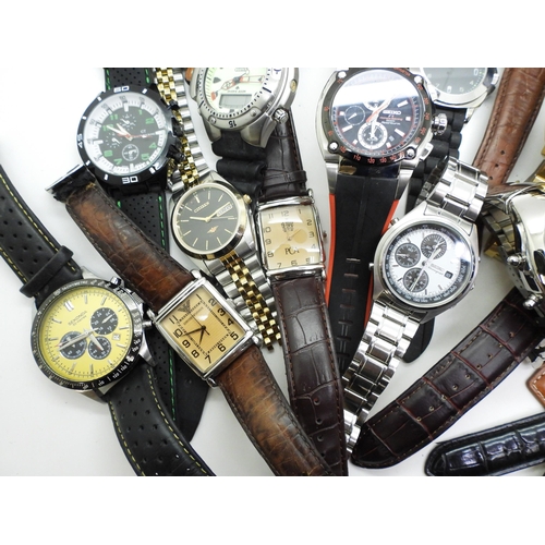 803 - A large collection of fashion watches to include Seiko Chronograph, Nubeo, Sekonda, further Seikos e... 