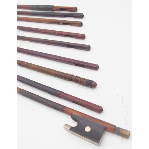 309C - A lot comprising five part violin bows and some additional damaged examples (9)