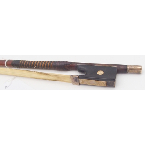 309E - A white metal mounted violin bow 59 grams 