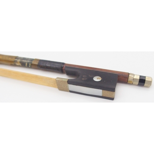 309G - A violin bow 71 grams with inscribed maker's mark SAXONIA