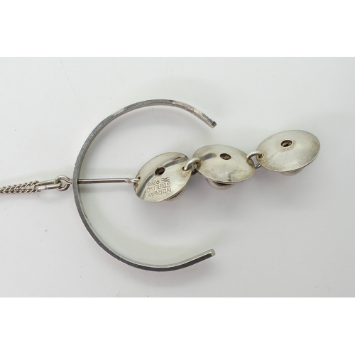 2823 - A COLLECTION OF MID CENTURY DESIGNa silver David Andersen pendant of modernist forms, length 5.5cm, ... 