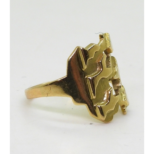 2833 - A NORMAN GIBSON BESPOKE RINGmade in 18ct gold of abstract form, stamped with his makers mark NG. Fin... 