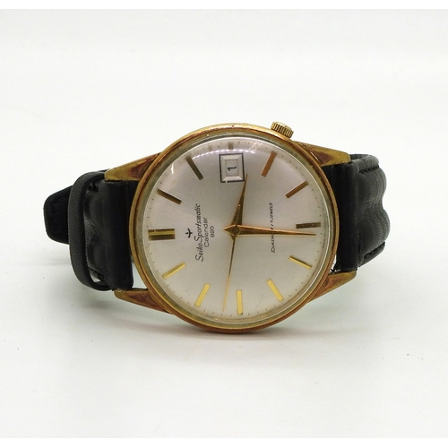 2925 - A SEIKO SPORTSMATIC CALENDAR 820with a brushed silvered dial gold baton numerals, and dauphin hands.... 