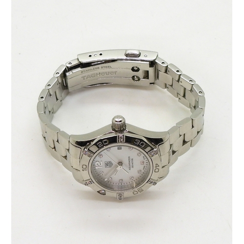 2927 - A DIAMOND TAG HEUER AQUARACERthis ladies model has a mother of pearl dial and diamond set numerals a... 