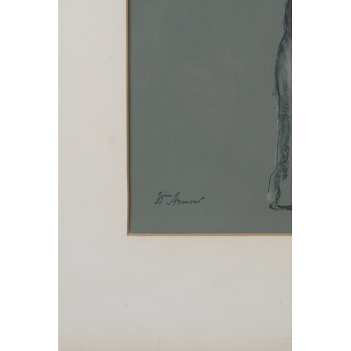 3052 - WILLIAM ARMOUR RSA RSW (SCOTTISH 1903-1979)FIGURE VIPencil and pastel on green paper, signed lower l... 