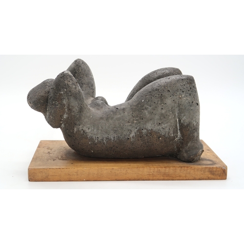 3054 - *WITHDRAWN* GEORGE * (BRITISH 20thC)RECLINING FIGUREClay, on wooden plinth, 17cm (6.75