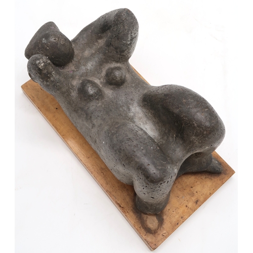 3054 - *WITHDRAWN* GEORGE * (BRITISH 20thC)RECLINING FIGUREClay, on wooden plinth, 17cm (6.75