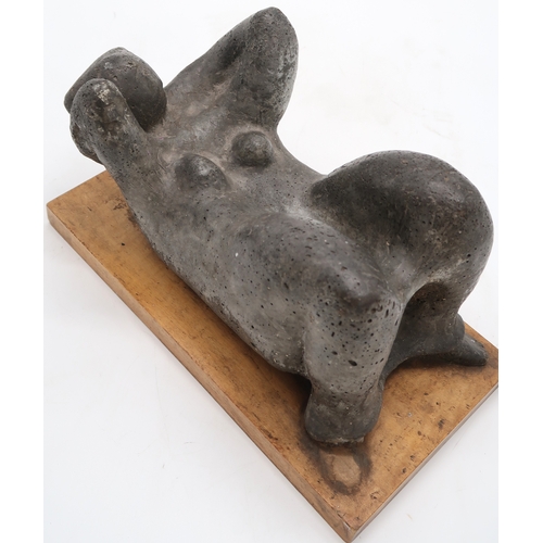 3054 - *WITHDRAWN* GEORGE * (BRITISH 20thC)RECLINING FIGUREClay, on wooden plinth, 17cm (6.75