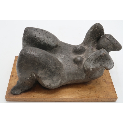 3054 - *WITHDRAWN* GEORGE * (BRITISH 20thC)RECLINING FIGUREClay, on wooden plinth, 17cm (6.75