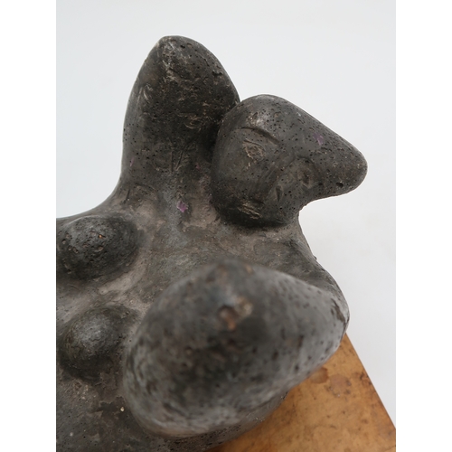 3054 - *WITHDRAWN* GEORGE * (BRITISH 20thC)RECLINING FIGUREClay, on wooden plinth, 17cm (6.75