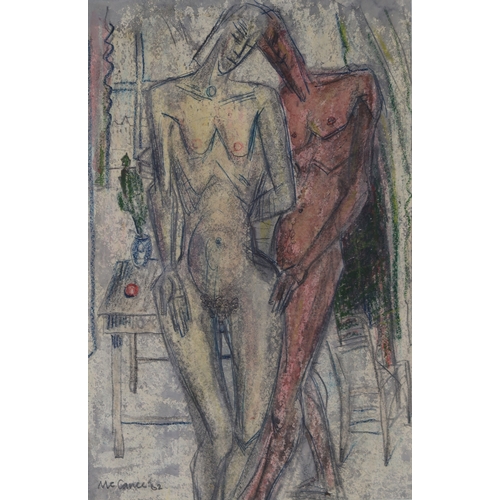 3058 - WILLIAM MCCANCE (SCOTTISH 1894-1970)EMBRACING FIGURESDrawing with wax resist, signed lower left, dat... 