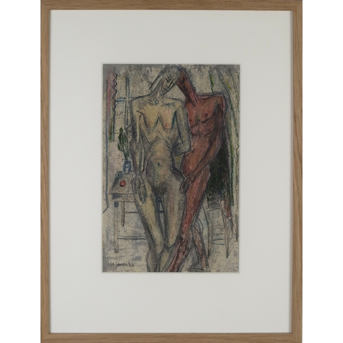 3058 - WILLIAM MCCANCE (SCOTTISH 1894-1970)EMBRACING FIGURESDrawing with wax resist, signed lower left, dat... 