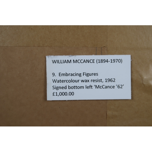 3058 - WILLIAM MCCANCE (SCOTTISH 1894-1970)EMBRACING FIGURESDrawing with wax resist, signed lower left, dat... 