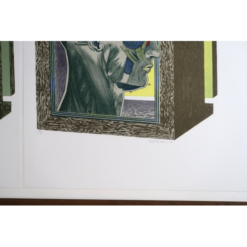 3072 - MICHAEL ROSCHLAU (GERMAN B.1942)SURREAL TRIPTYCH (1984)Mixed media prints (x3), signed in pencil, ed... 