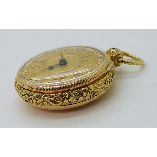 2936 - A GEORGE III 18CT POCKET WATCHa yellow metal dial with three colour gold details, Roman numerals and... 