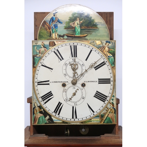 2047 - A 19TH CENTURY J.CAMERON & SON, KILMARNOCK LONGCASE CLOCK with arched painted face depictin... 