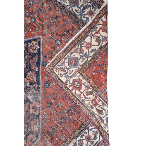 2139 - A LARGE BLUE GROUND HAMADAN CARPET with cream diamond central medallion on geometric floral pat... 