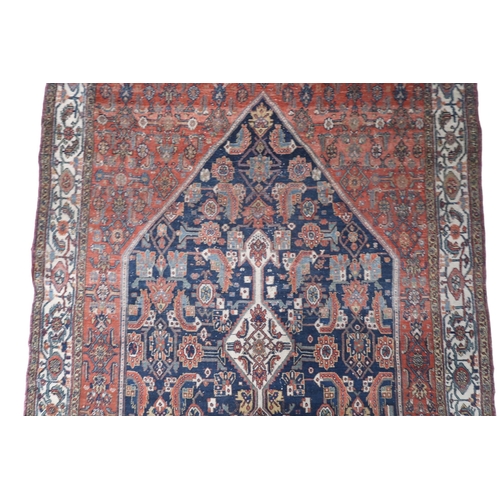 2139 - A LARGE BLUE GROUND HAMADAN CARPET with cream diamond central medallion on geometric floral pat... 