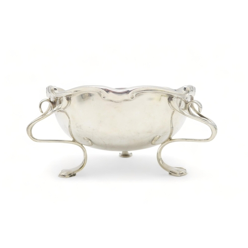 370 - An Art Nouveau silver bowl, by Elkington & Co, Birmingham 1907, on three stylised pad feet, 13cm... 