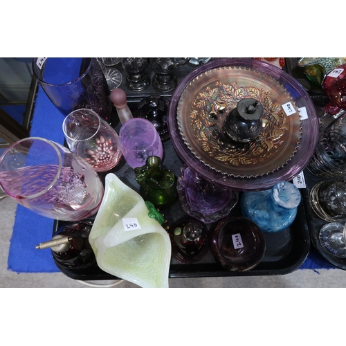 240 - A collection of decorative coloured art glass etc