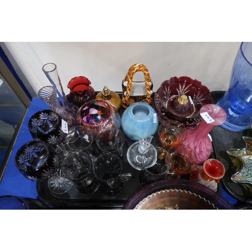 240 - A collection of decorative coloured art glass etc