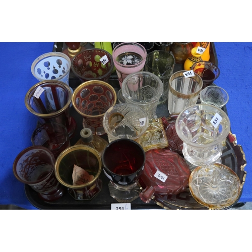 251 - A collection of bohemian glass beakers and Eastern European glass