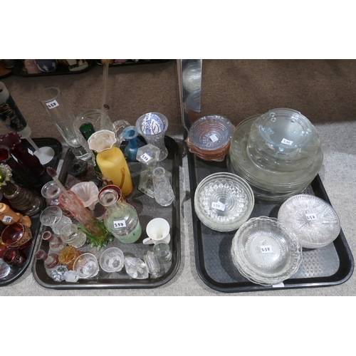 257 - A collection of coloured and clear decorative glass wares