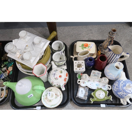 258 - A large collection of decorative ceramics and glass including two Doulton jugs etc