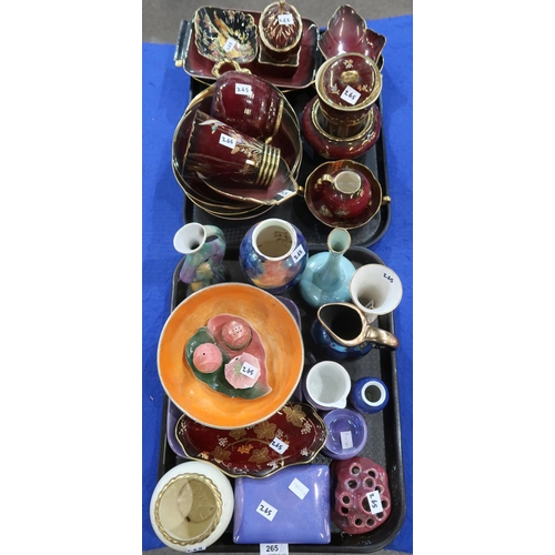 265 - A collection of Carlton Ware and other ceramics in mainly red, purple and lilac glazes etc