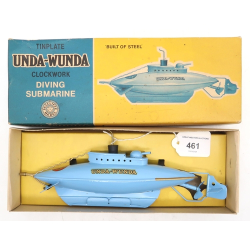 461 - A boxed Tinplate Unda-Wunda Clockwork Diving Submarine, 