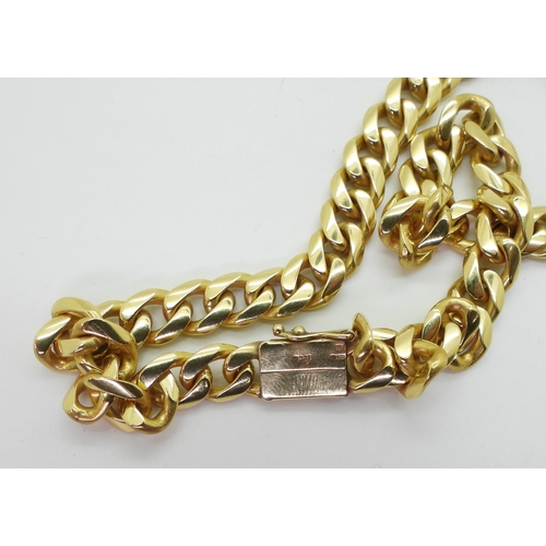 700 - An 18ct gold curb chain necklace, length 60cm, weight 129.2gms