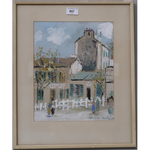 857 - AFTER MAURICE UTRILLO (FRENCH 1883-1955) LE LAPIN AGILE Gouache on printed paper, 31 x 25c... 