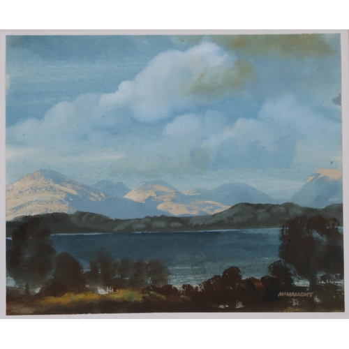 859 - JAMES MCNAUGHT RSW RGI (SCOTTISH b.1948) LOCH LOMOND Gouache, signed lower right, 16 x 19cm Title in... 