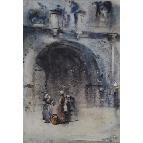 865 - BARRY PITTAR (ENGLISH 1880-1948) AN ENTER GATEWAY Watercolour, signed lower right, titled ... 