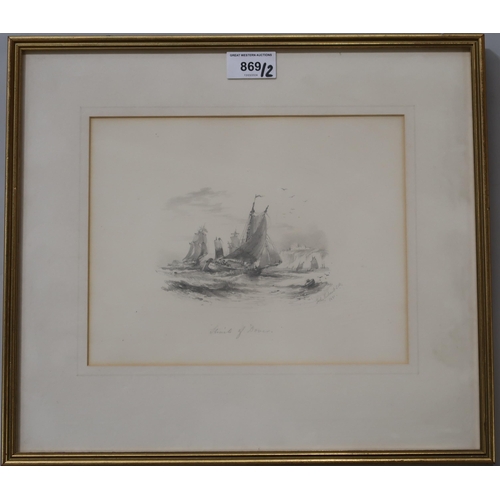 869 - JOHN WILSON EWBANK (ENGLISH 1779-1847) STRAIT OF DOVER Pencil on paper, signed lower right... 