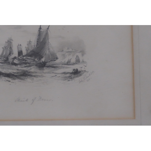 869 - JOHN WILSON EWBANK (ENGLISH 1779-1847) STRAIT OF DOVER Pencil on paper, signed lower right... 