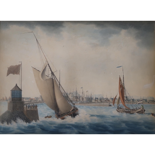 872 - 20th CENTURY SCHOOL SAILBOATS RETURNING TO PORT Watercolour, 51 x 70cm ... 